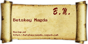 Betskey Magda névjegykártya